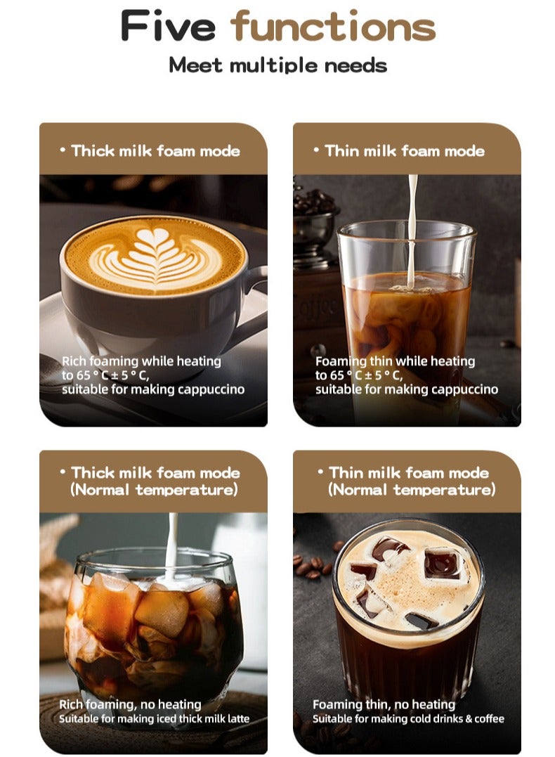 Naxifly Electric Milk Frother Milk Steamer Milk Frother 5 in 1 Multifunctional Hot and Cold Milk Frothing Machine 460W Automatic Quiet Milk Warmer Latte Cappuccino Hot Chocolate - Image 3