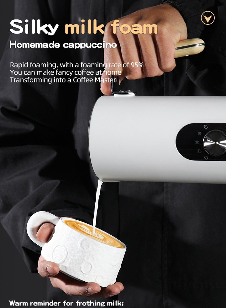 Naxifly Electric Milk Frother Milk Steamer Milk Frother 5 in 1 Multifunctional Hot and Cold Milk Frothing Machine 460W Automatic Quiet Milk Warmer Latte Cappuccino Hot Chocolate - Image 5