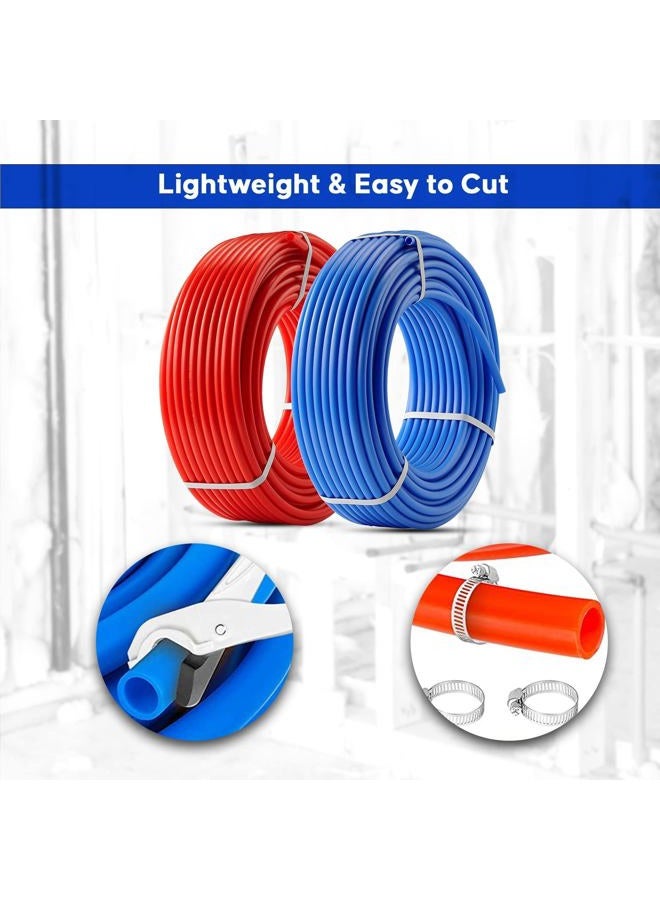 أنابيب PEX A - لفتين من أنابيب PEX A - 1/2 بوصة × 100 قدم أنابيب PEX زرقاء وحمراء - أنابيب السباكة PEX للتدفئة الإشعاعية غير الحاجزة - لأنابيب المياه الباردة والساخنة (النوع A) - Image 2