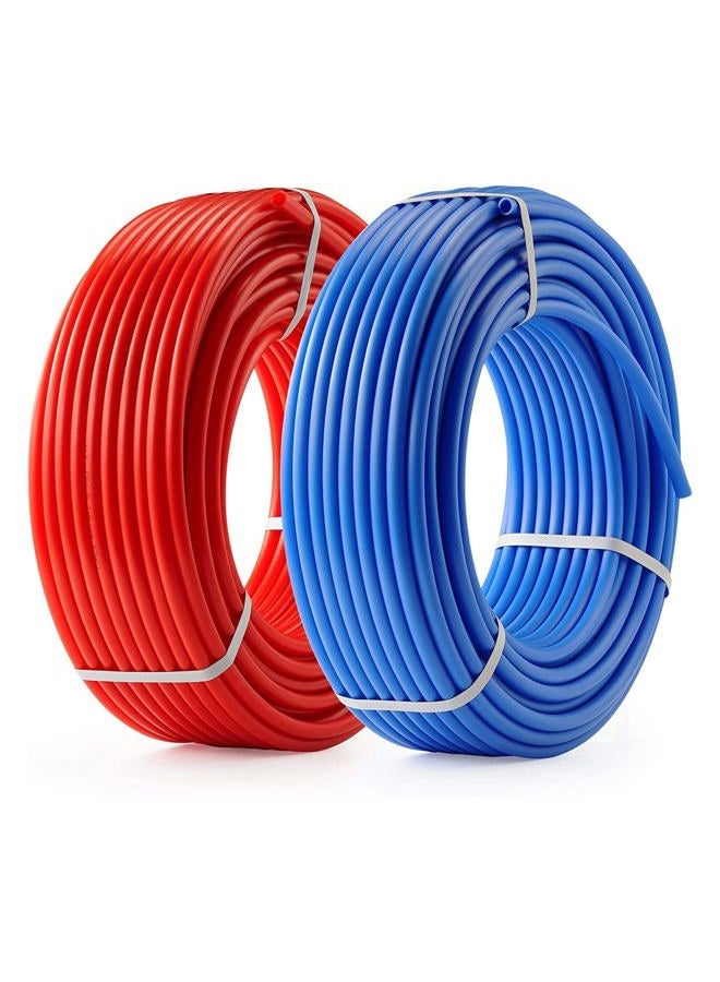 أنابيب PEX A - لفتين من أنابيب PEX A - 1/2 بوصة × 100 قدم أنابيب PEX زرقاء وحمراء - أنابيب السباكة PEX للتدفئة الإشعاعية غير الحاجزة - لأنابيب المياه الباردة والساخنة (النوع A) - Image 1