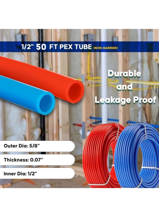 أنابيب PEX A - لفتين من أنابيب PEX A - 1/2 بوصة × 100 قدم أنابيب PEX زرقاء وحمراء - أنابيب السباكة PEX للتدفئة الإشعاعية غير الحاجزة - لأنابيب المياه الباردة والساخنة (النوع A) - Image 3