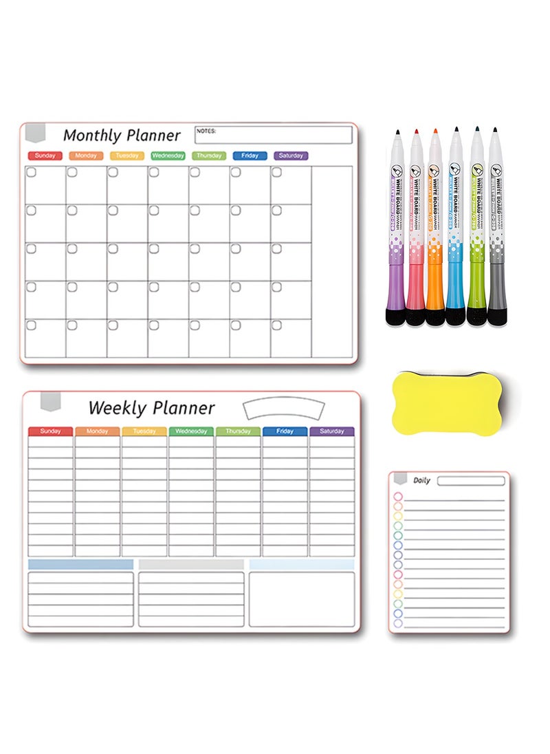 Generic - Portable Dry Erase Board Set Magnetic Whiteboard with Whiteboard Pens & Eraser Bendable & Cuttable Surface for DIY Scheduling, To-Do List, Shopping List, Daily Menu 420*300mm - Image 1