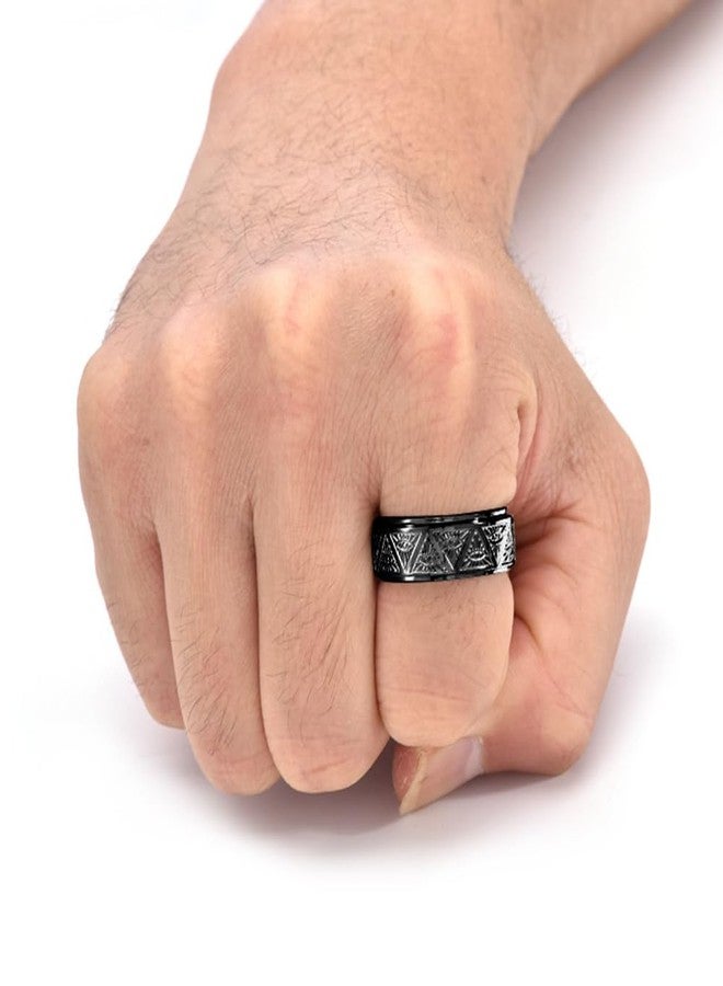 OIDIMS خواتم OIDIMS مخصصة للرجال والأولاد، خواتم دوارة على شكل عين شريرة، مقاس 8 مم، مصنوعة من الفولاذ المقاوم للصدأ، خواتم تململ، خاتم زفاف أسود، خواتم على شكل هرم، خواتم عين شريرة، هدية مجوهرات عتيقة للصديق أو الأب، مريحة (7) - Image 2