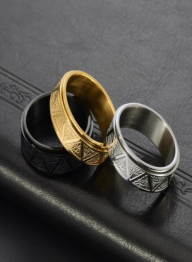 OIDIMS خواتم OIDIMS مخصصة للرجال والأولاد، خواتم دوارة على شكل عين شريرة، مقاس 8 مم، مصنوعة من الفولاذ المقاوم للصدأ، خواتم تململ، خاتم زفاف أسود، خواتم على شكل هرم، خواتم عين شريرة، هدية مجوهرات عتيقة للصديق أو الأب، مريحة (7) - Image 5