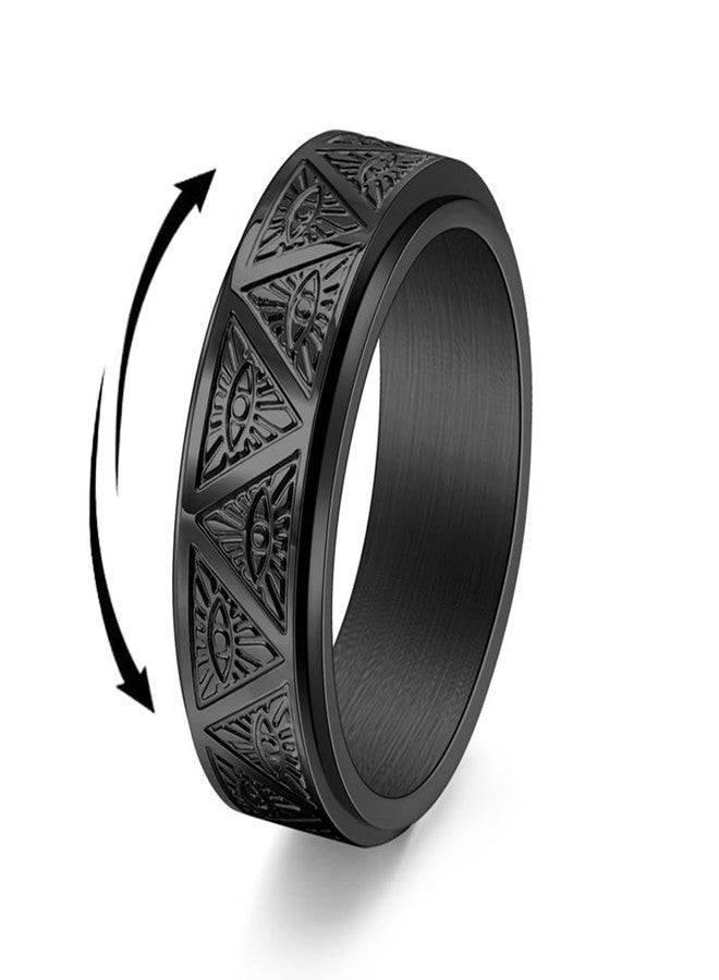 OIDIMS خواتم OIDIMS مخصصة للرجال والأولاد، خواتم دوارة على شكل عين شريرة، مقاس 8 مم، مصنوعة من الفولاذ المقاوم للصدأ، خواتم تململ، خاتم زفاف أسود، خواتم على شكل هرم، خواتم عين شريرة، هدية مجوهرات عتيقة للصديق أو الأب، مريحة (7) - Image 1