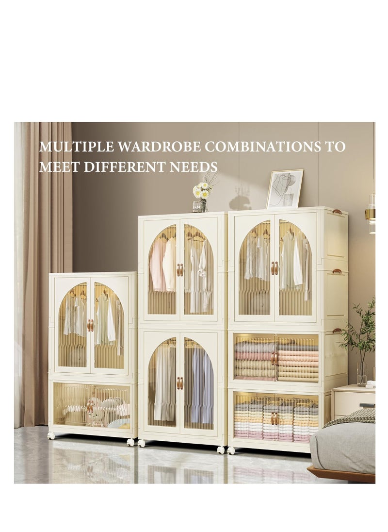 Generic Portable Kids Closet Children's Wardrobe Collapsible Plastic Large Baby Clothes Cabinet Bedroom Nursery Armoire Quick Install Toddler Dresser with Hanging Rod and Door,White  - Image 4