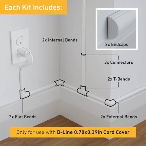 D-Line حزمة ملحقات غطاء الكابل D-Line - للاستخدام فقط مع 0.78 بوصة (عرض) × 0.39 بوصة (ارتفاع) - Image 2