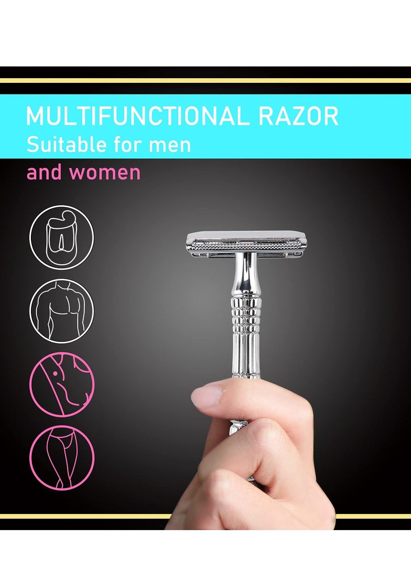BAILI BAILI Classic 3-Piece Double Edge Safety Razor Wet Shaving for Men Women with Platinum Blade and Mirrored Travel Case BD176  - Image 4