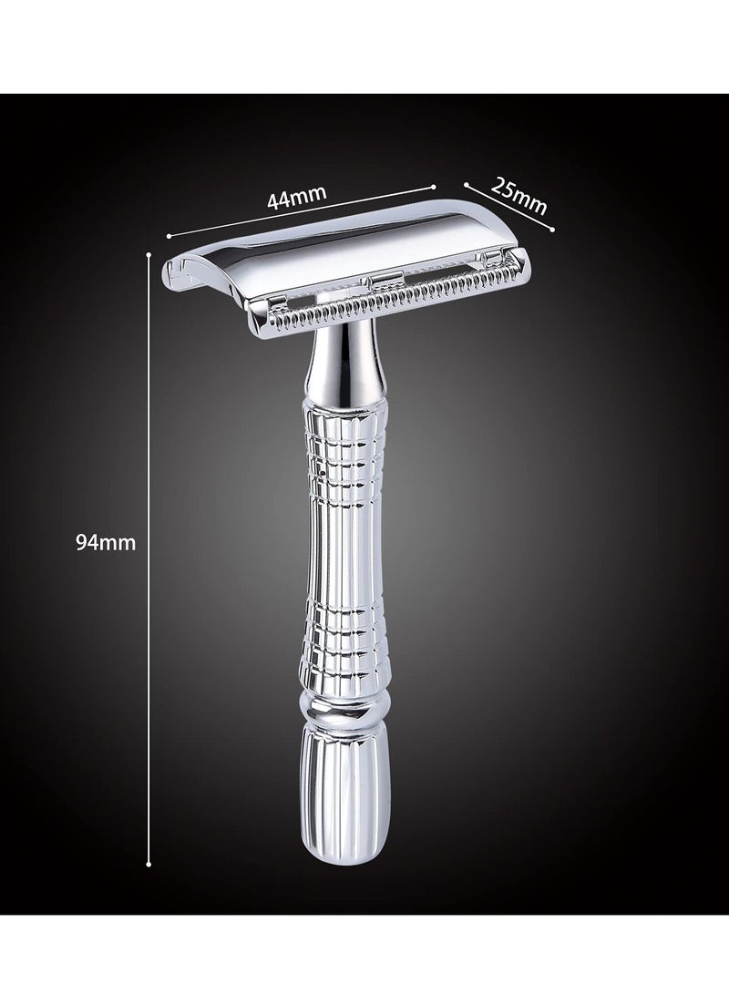 BAILI BAILI Classic 3-Piece Double Edge Safety Razor Wet Shaving for Men Women with Platinum Blade and Mirrored Travel Case BD176  - Image 3