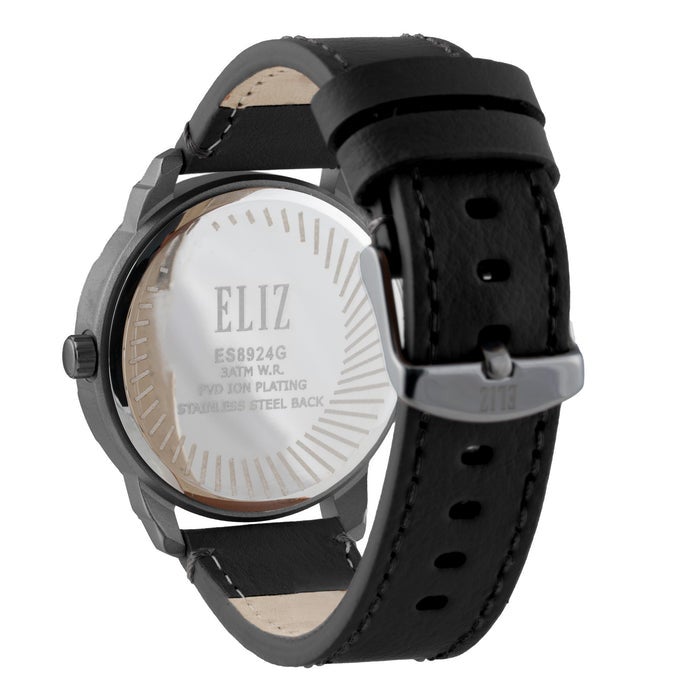 ELIZ ES8924G1ANN SS Caseback & Leather Strap Day-Date Men's Watch - Image 4