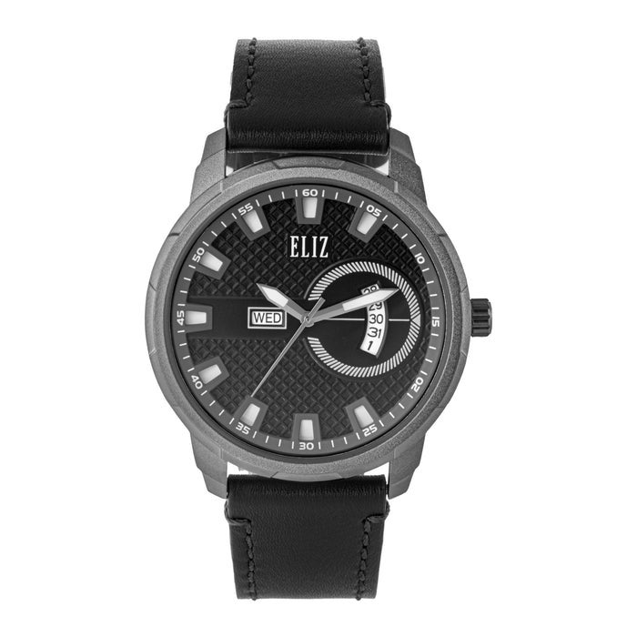 ELIZ ES8924G1ANN SS Caseback & Leather Strap Day-Date Men's Watch - Image 1