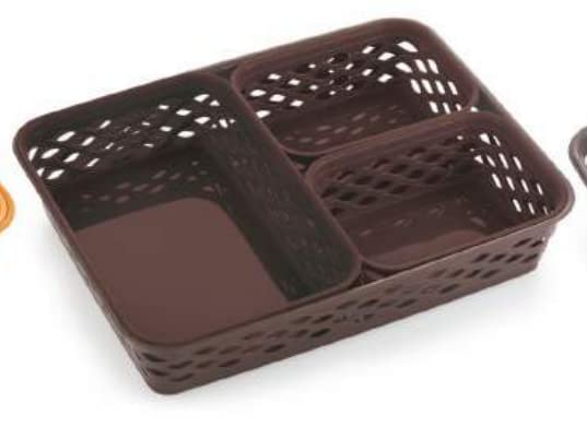 Konquer TimeS Multipurpose Plastic Basket/Tray (4 pieces set) (Dark Brown) - Image 5