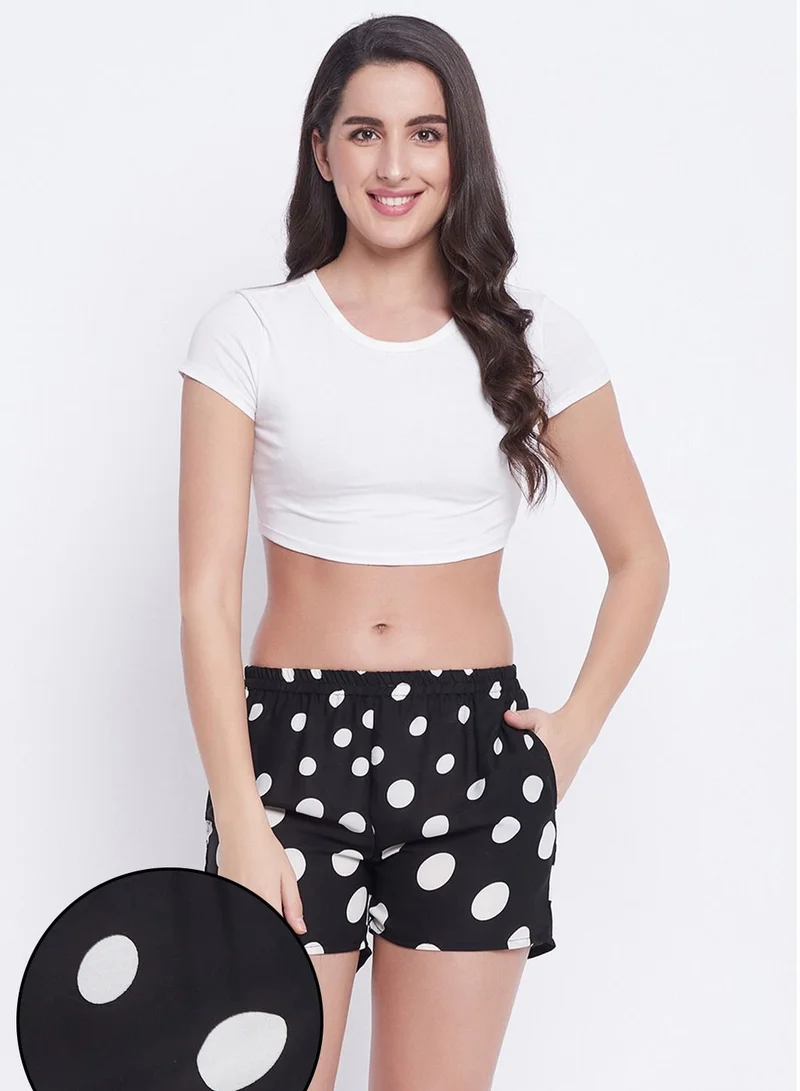 كلوفيا Clovia Polka Dot Boxer Shorts in Black - Crepe