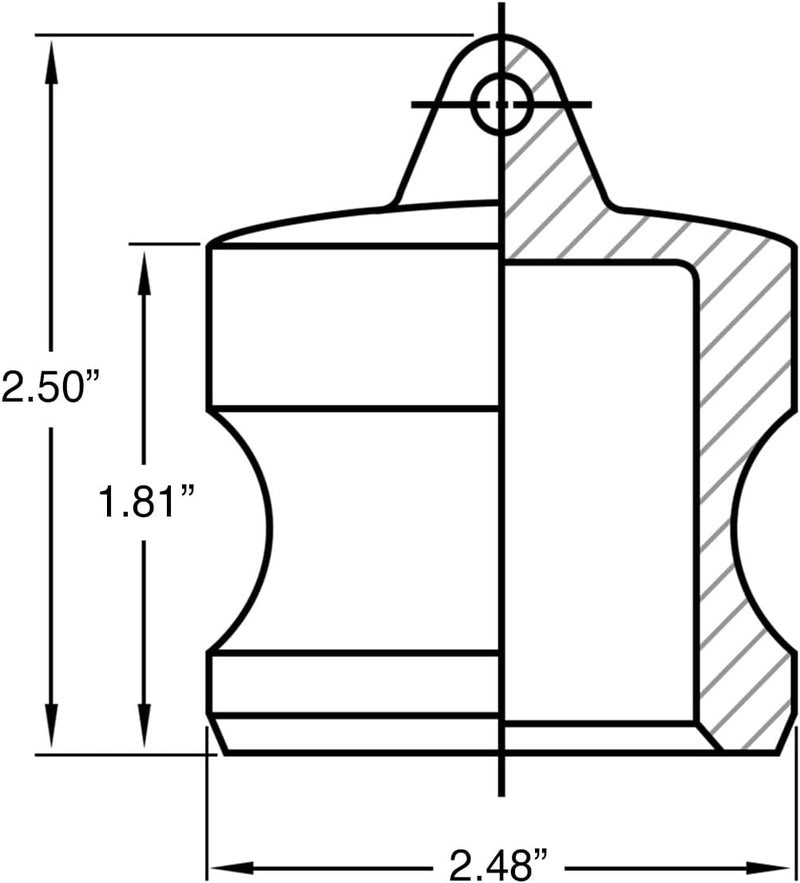 Gloxco Cam and Groove Fitting, Aluminum, Type DP, 2" Male Camlock Dust Plug (CAM-20-DP-AL) - Image 2