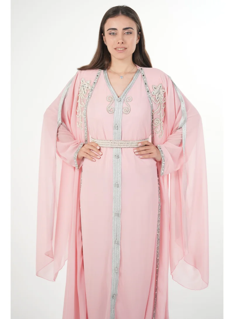 AL BENT AL SHARQIEH embroidered chiffon kaftan dress