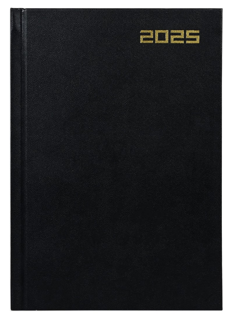 FIS Fis 2025 A5 Diary,Vinyl, English  Hard Cover Black -FSDI21E25BK  - Image 1