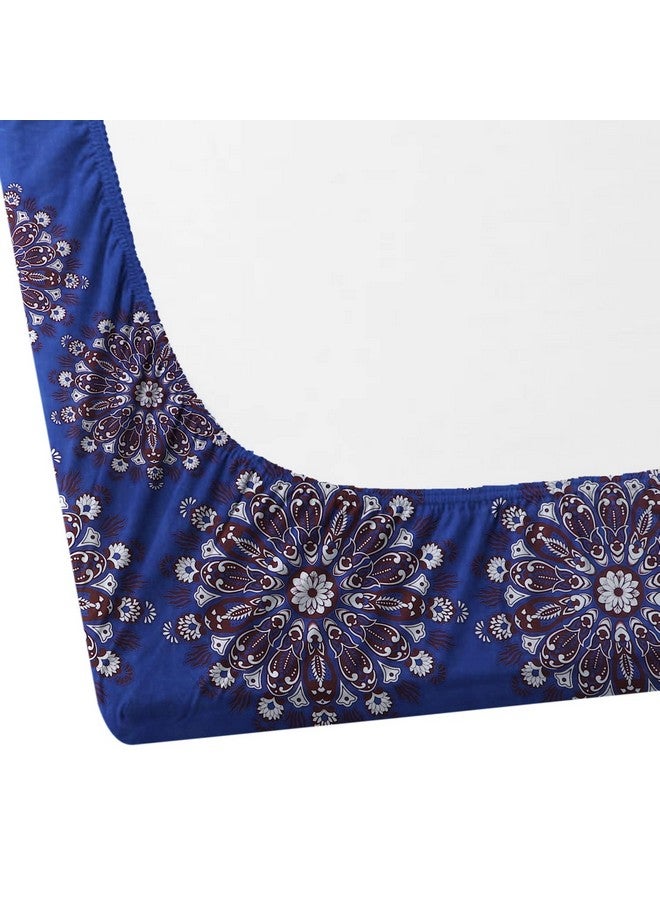 RD TREND Presents Luxurious Glace Cotton Super Soft 210 TC 360° Elastic Fitted Bedsheet Queen Size (78X60X8 Inch) with 2 Pillow Covers, Color-Blue - Image 3