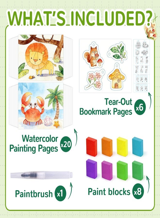 YPLUS Paint with Water Coloring Book for Toddlers, Mess Free Watercolor Painting Set with Brush, 26 Pages & 8 Color Palettes, DIY Art Craft Travel Toy Gift for Kids Ages 1-3 2-4 4-6 (Animals) - Image 2