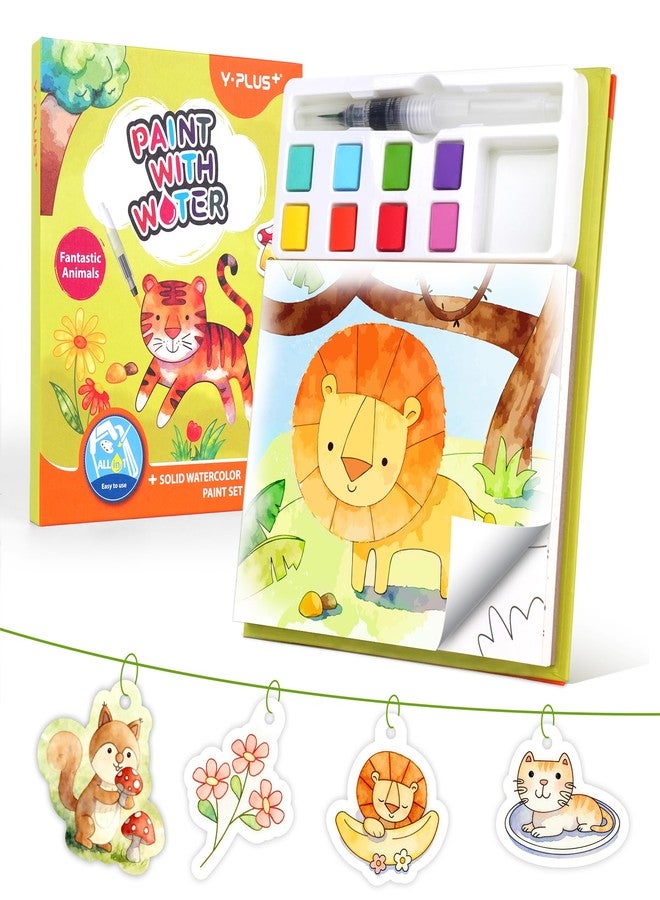 YPLUS Paint with Water Coloring Book for Toddlers, Mess Free Watercolor Painting Set with Brush, 26 Pages & 8 Color Palettes, DIY Art Craft Travel Toy Gift for Kids Ages 1-3 2-4 4-6 (Animals) - Image 1