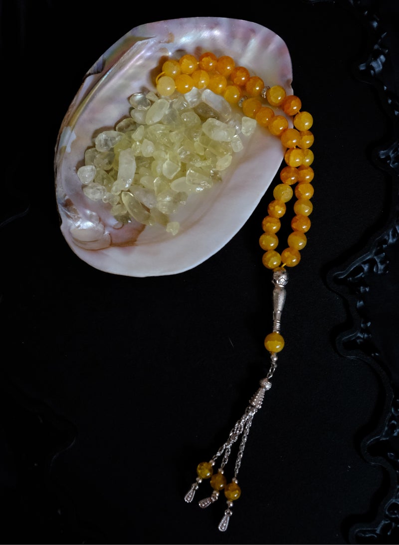 ALIENDL Muslim Gift Box – Golden Mecca Projection Necklace & 3 Yellow Prayer Beads – Elegant Tasbih Jewelry Set for Women - Image 5