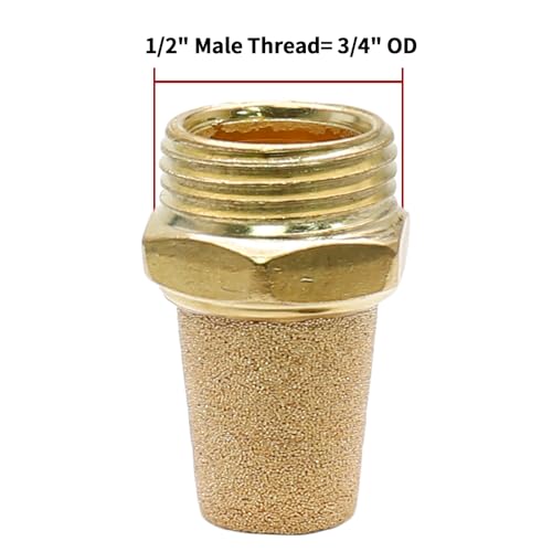 Zorfeter 2pcs Pneumatic Brass Exhaust Muffler Filter 12 NPT Male Thread Hex Sintered Silencer Air Line Fitting - Image 3