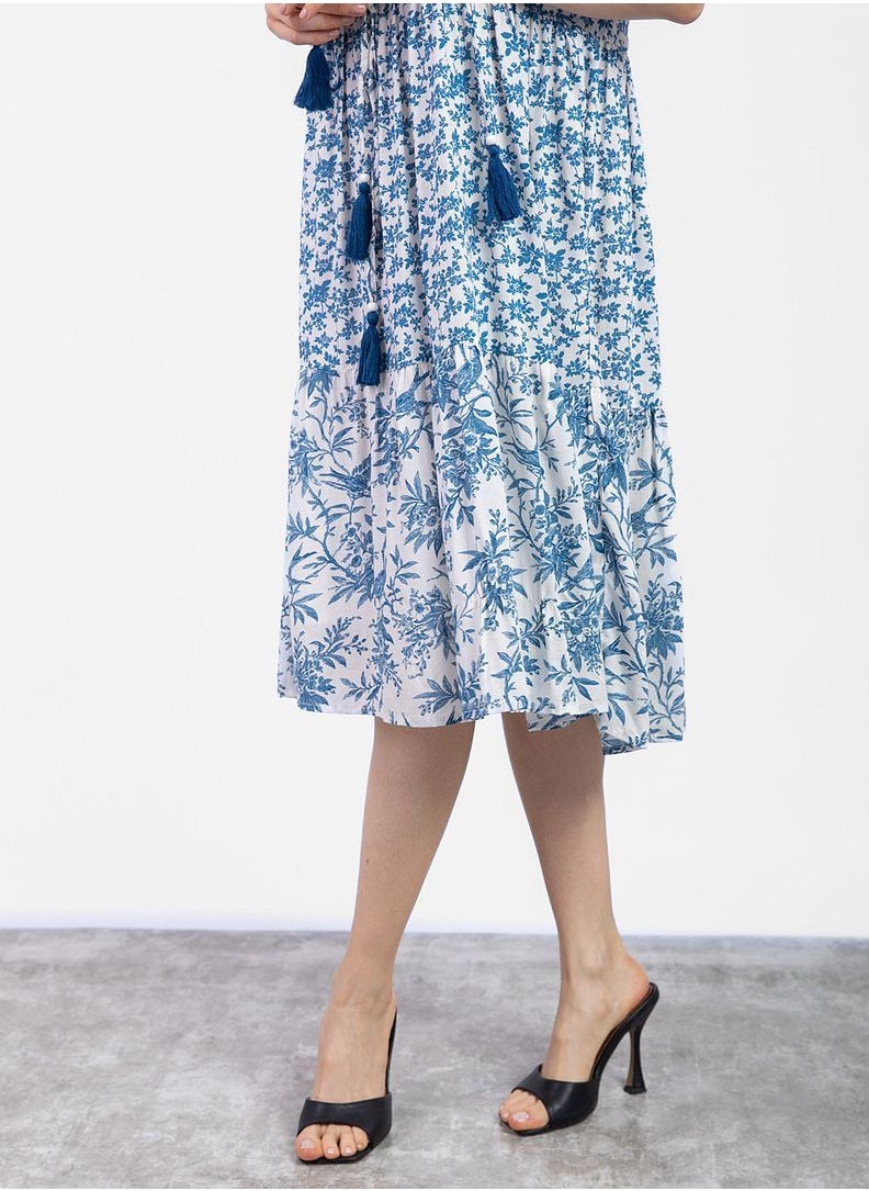 Couturelabs - Women's Floral Dresses In Blue & White - Image 1