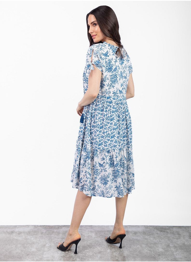 Couturelabs - Women's Floral Dresses In Blue & White - Image 1