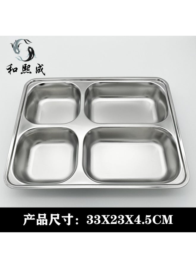 304 Stainless Steel Dinner Plate Square Thickeneded And Deepened With Lid Kidsren's Student Lunch Box Tableware Divided Lunch Box Dinner Plate