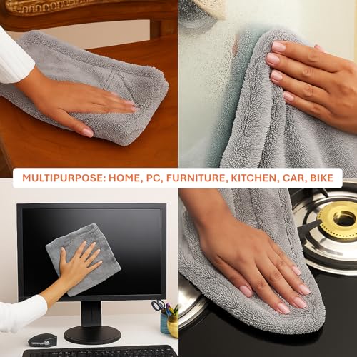 ENHANCIO 1500 GSM Microfiber Drying Towel 60x40 cm | Twisted Loop Ultra Plush Edgeless Cloth | Super Absorbent Lint Free Scratch Free for Car Bike Kitchen Home Cleaning | Auto Detailing | Grey - Image 3