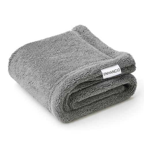 ENHANCIO 1500 GSM Microfiber Drying Towel 60x40 cm | Twisted Loop Ultra Plush Edgeless Cloth | Super Absorbent Lint Free Scratch Free for Car Bike Kitchen Home Cleaning | Auto Detailing | Grey - Image 1