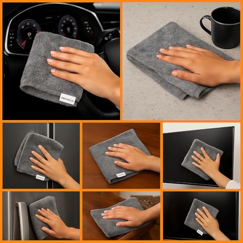 ENHANCIO 1500 GSM Microfiber Drying Towel 60x40 cm | Twisted Loop Ultra Plush Edgeless Cloth | Super Absorbent Lint Free Scratch Free for Car Bike Kitchen Home Cleaning | Auto Detailing | Grey - Image 4