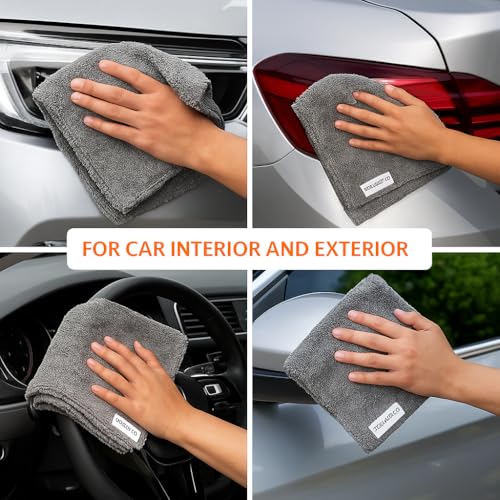 ENHANCIO 1500 GSM Microfiber Drying Towel 60x40 cm | Twisted Loop Ultra Plush Edgeless Cloth | Super Absorbent Lint Free Scratch Free for Car Bike Kitchen Home Cleaning | Auto Detailing | Grey - Image 2