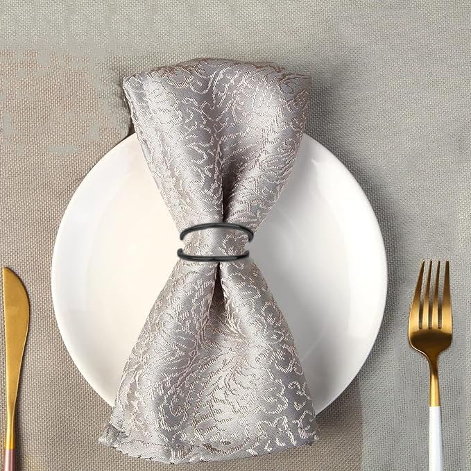 FORESRUM Dark Gray Napkin Rings - 12 PCS Metal Spiral Napkin Rings(Spiral) Napkin Holders Buckles for Family Dinner, Wedding, Party,Table Decorations - Image 3