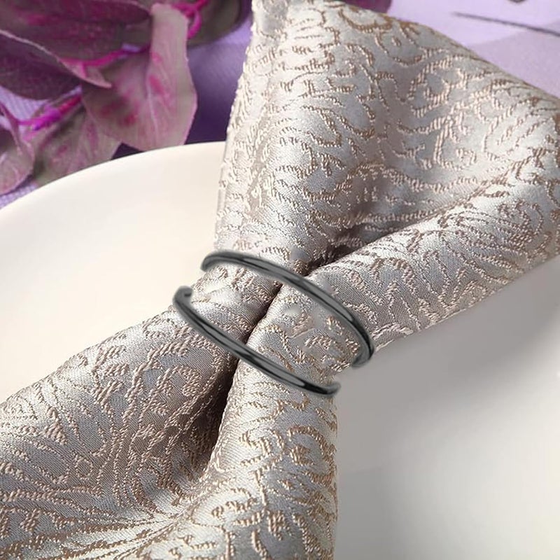 FORESRUM Dark Gray Napkin Rings - 12 PCS Metal Spiral Napkin Rings(Spiral) Napkin Holders Buckles for Family Dinner, Wedding, Party,Table Decorations - Image 5