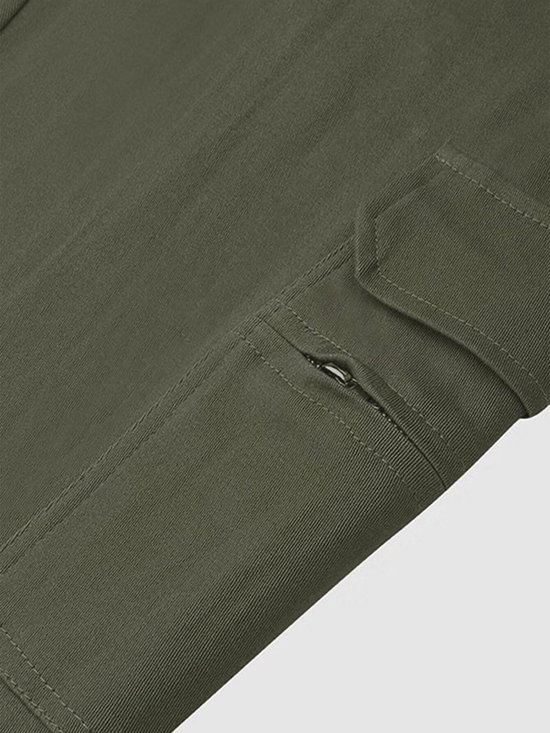 Flamingals Skinny Cargo Pants for Women Mid Waist Casual Slim Fit Multi-Pocket Cargo Jogger Hiking Pants with 6 Pockets Green M - Image 4