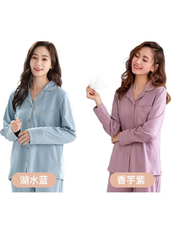 LANG SHA LangSha Women's Pure Cotton Pajama Set, Long Sleeves And Pants, Suitable For Outdoor Wear, Spring And Summer Two-piece Loungewear, Plus Size Outfit - Image 3
