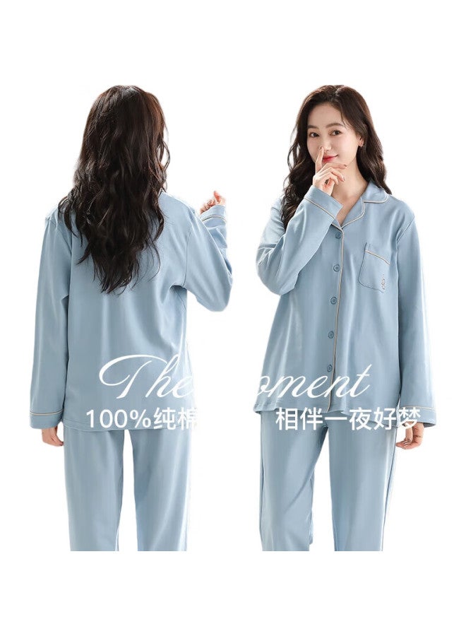 LANG SHA LangSha Women's Pure Cotton Pajama Set, Long Sleeves And Pants, Suitable For Outdoor Wear, Spring And Summer Two-piece Loungewear, Plus Size Outfit - Image 1