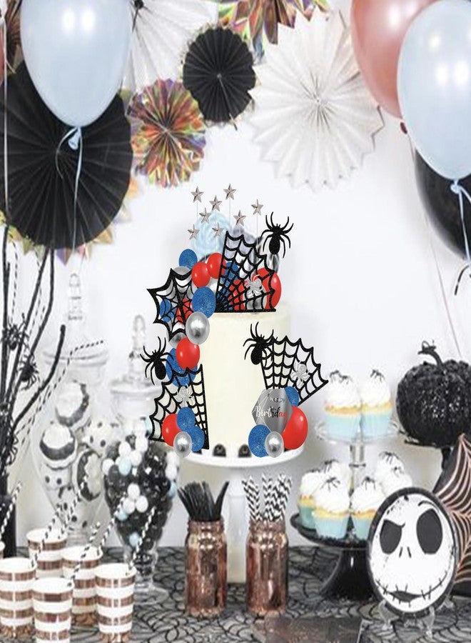 Rsstarxi Rsstaixi Spider Theme Cake Topper Decoration Spider Web Star Balls Cake Pick for Baby Shower Boys Kids Birthday Party Cake Decorations Supplies - Image 5