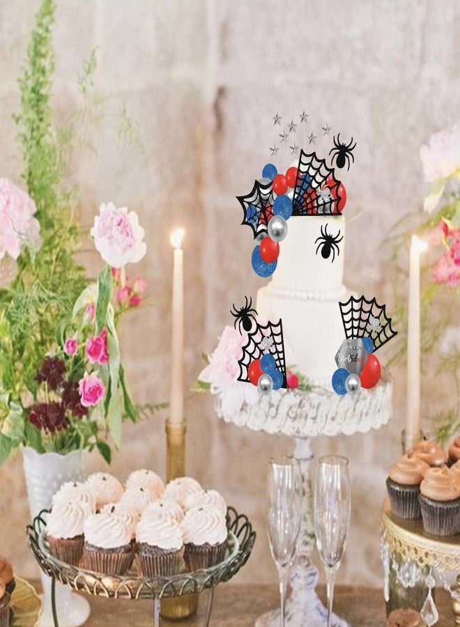 Rsstarxi Rsstaixi Spider Theme Cake Topper Decoration Spider Web Star Balls Cake Pick for Baby Shower Boys Kids Birthday Party Cake Decorations Supplies - Image 4