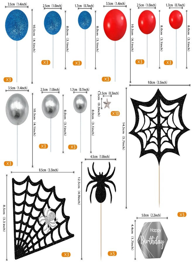 Rsstarxi Rsstaixi Spider Theme Cake Topper Decoration Spider Web Star Balls Cake Pick for Baby Shower Boys Kids Birthday Party Cake Decorations Supplies - Image 2
