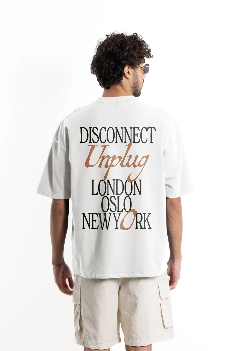 SHAPES SLOGAN PRINTED COTTON BLEND T-SHIRT