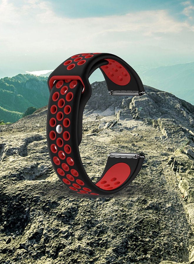 NIBEMINENT Breathable Wrist Band For Fitbit Versa Black/Red  - Image 2