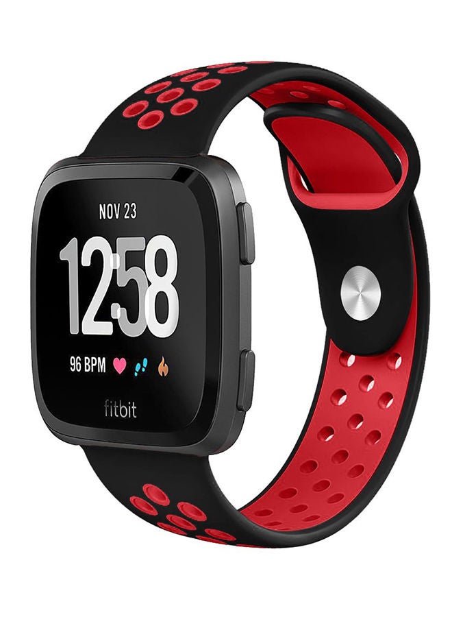 NIBEMINENT Breathable Wrist Band For Fitbit Versa Black/Red  - Image 3