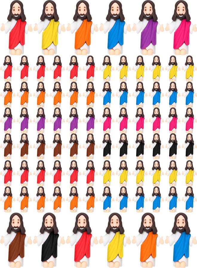 Barydat مجموعة باريدات من 100 قطعة من مجسمات يسوع الصغيرة بـ 8 ألوان، مثالية للعب الغميضة، مناسبة لحشو بيض عيد الفصح، والتناول الأول، والكنيسة، ومدارس الأحد، والحفلات الدينية، وهدايا التعميد. - Image 1