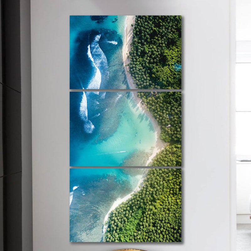 ماركتنا ثلاث لوحات قماشية بتصميم مودرن مع برواز مجوف مقاس (90×40) ثلاث قطع - Image 1