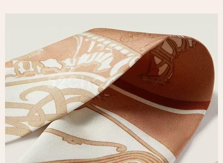 COtheSumay 100% Mulberry Silk Scarf for Handbags,Bags, and Purses,2 Pcs 2"x35" Hair Ribbon Skinny Neck Scarves for Women - Image 2