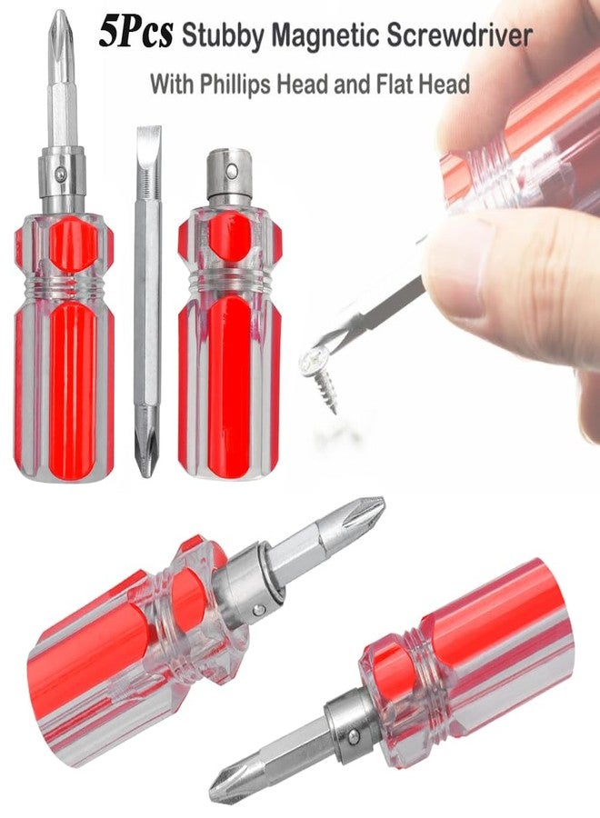 آيتش مجموعة من 5 مفكات براغي مغناطيسية قصيرة برأس فيليبس ورأس مسطح، 2 في 1 أداة قابلة للتبديل برأس مسطح ورأس متقاطع للتفكيك والإصلاح - Image 4