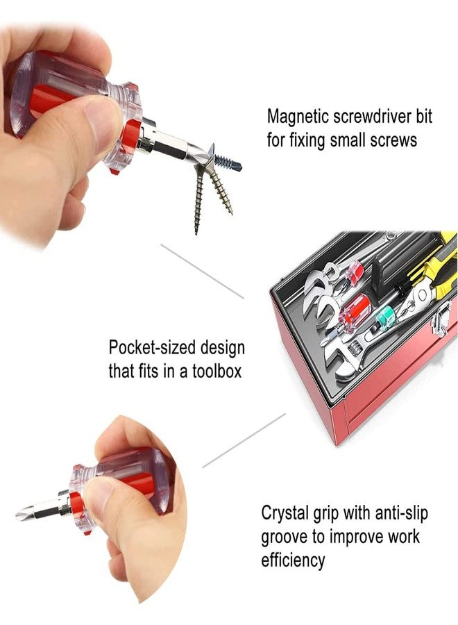 آيتش مجموعة من 5 مفكات براغي مغناطيسية قصيرة برأس فيليبس ورأس مسطح، 2 في 1 أداة قابلة للتبديل برأس مسطح ورأس متقاطع للتفكيك والإصلاح - Image 5