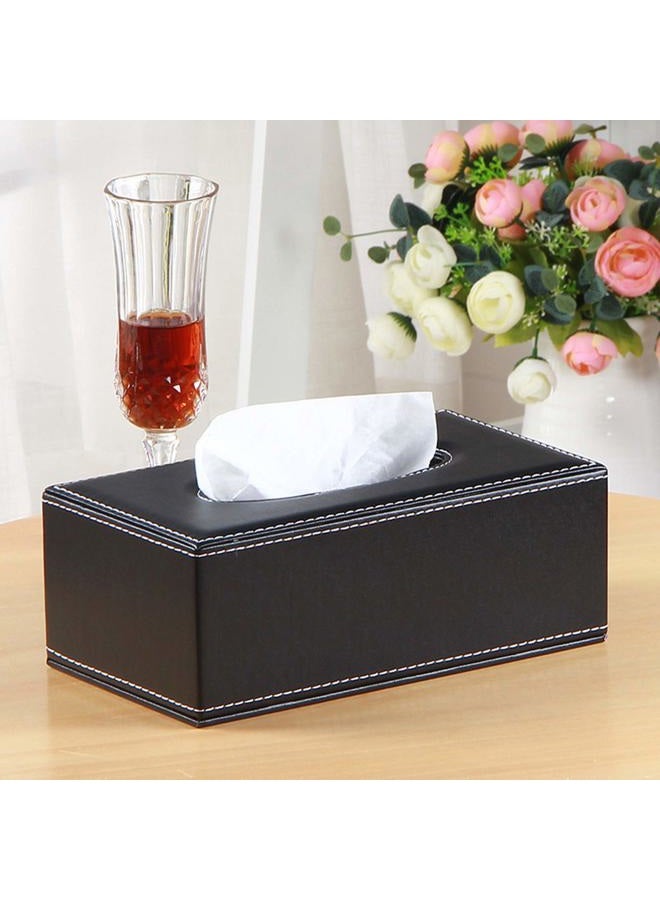 RHCSZ /N High-end Fashion PU Leather Tissue Box Holder Business Black, Rectangular Napkin Holder Drawer Paper Dispenser Dispenser, Home Office car Tissue Holder with Magnetic Bottom (Black) - Image 4