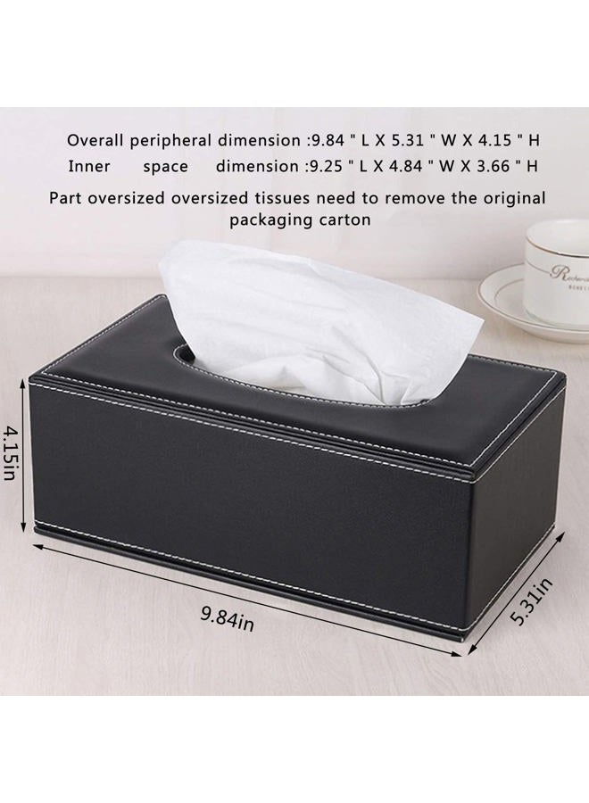 RHCSZ /N High-end Fashion PU Leather Tissue Box Holder Business Black, Rectangular Napkin Holder Drawer Paper Dispenser Dispenser, Home Office car Tissue Holder with Magnetic Bottom (Black) - Image 3
